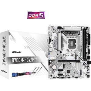ASROCK Placa base. Intel B760 Express com LGA1700 com Micro-ATX com memória DDR5 B760M-HDV/M.2ASROCK