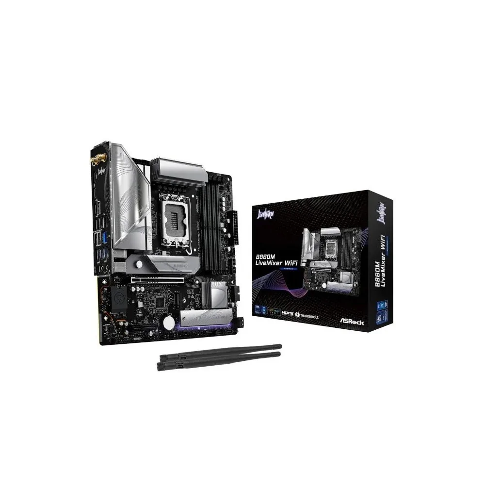 Placa-mãe ASRock B860M LiveMixer WiFi Intel LGA 1851 Micro ATX