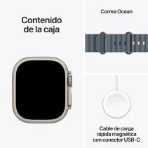 Apple Watch Ultra 3 GPS + Cellular 49mm Caixa em Titânio Natural Pulseira Azul Oceano Náutica
