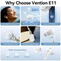 Bluetooth headphones Vention Echo Lite E11 with charging case Autonomy 6h White