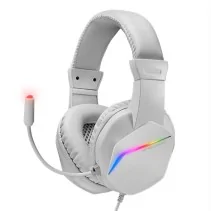 Fones de ouvido com fio Mars Gaming MH122 FRGB com cancelamento de ruído na cor branca.