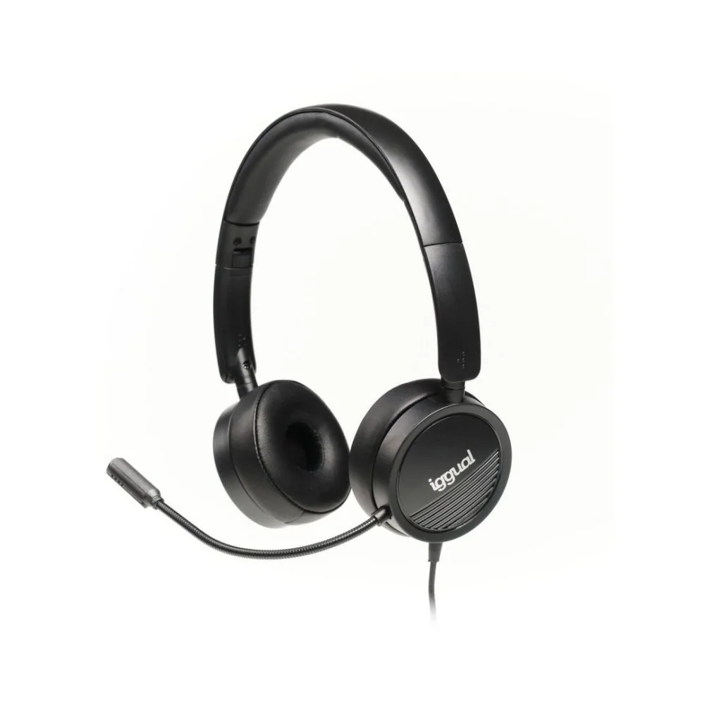 Headphones com microfone Iggual Dual Tech USB 3,5 mm.