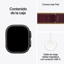 Apple Watch Ultra 4 GPS + Cellular 49mm Caixa de Titânio Preto Correia Loop Trail Bordeaux ML