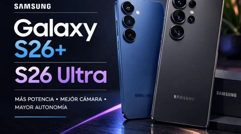 Comparativa Samsung Galaxy S26, S26+ y S26 Ultra con diferencias en cámara, batería y potencia
