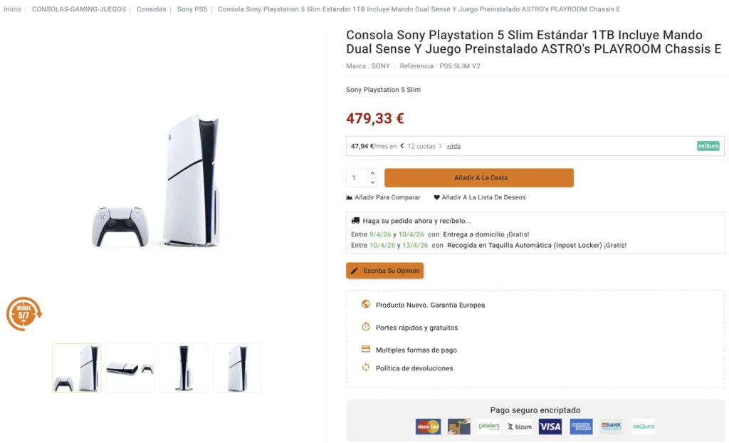 sony playstation 5 slim estándar 1tb